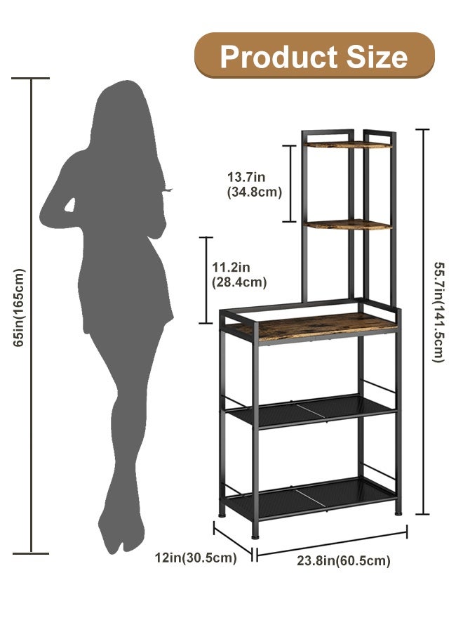 Forthcan Corner Storage Shelf, 4-Tier Metal & Wood Corner Rack, Space-Saving Display Stand for Bedroom, Living Room, Kitchen, Home Office - Image 3